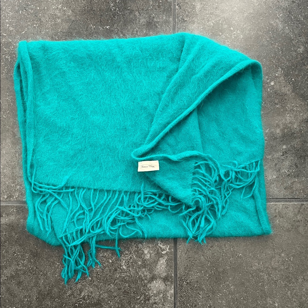 American Vintage Turquoise Fringed Wrap
